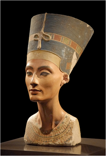 Egyptian,&nbsp;Bust of Nefertiti, painted sandstone, c. 1370 BCE